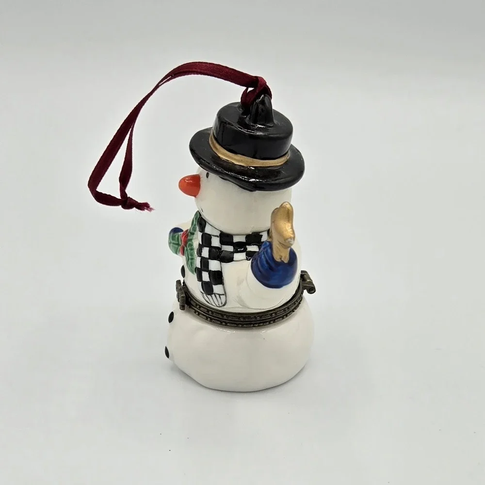 Ceramic Snowman Trinket Box Christmas Ornament with Star and Dove‎